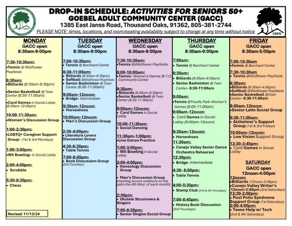 drop in schedule 11 13 24