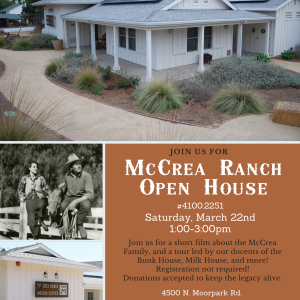 Invitation to McCrea Ranch Open House on March 22, 2025